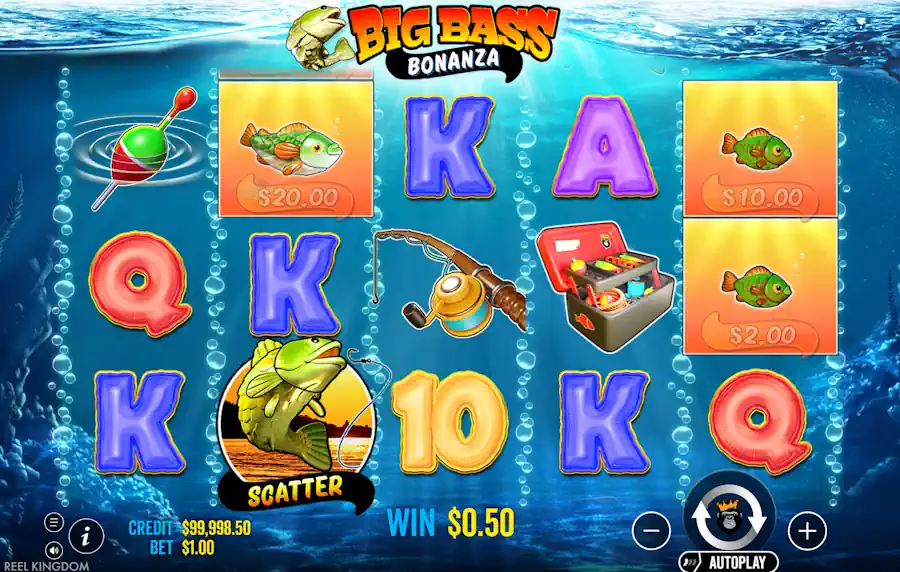 Big Bass Bonanza Slot Gameplay Screenshot